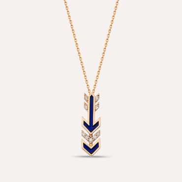 Malin Arrow 0.05 CT Diamond and Navy Blue Pendant - Nev Jewellery