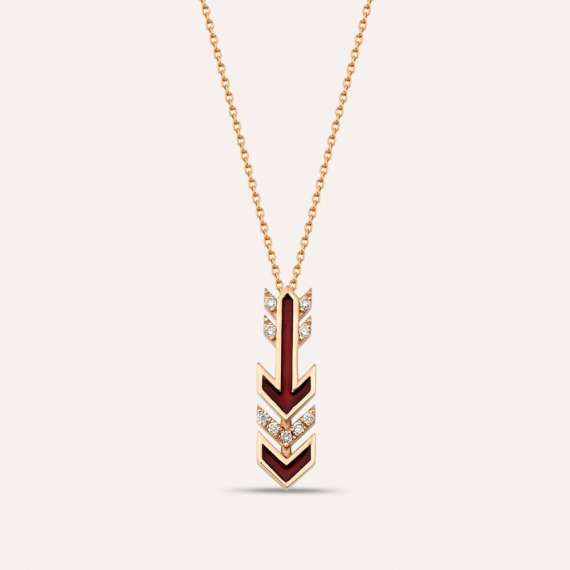 Malin Arrow 0.08 CT Diamond and Burgundy Enamel Pendant - 1
