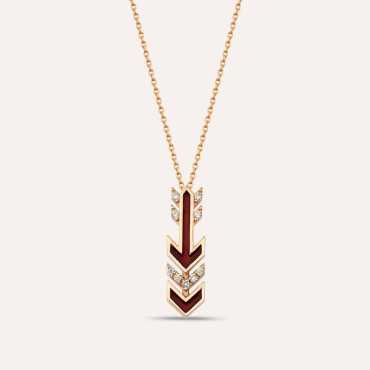 Malin Arrow 0.08 CT Diamond and Burgundy Enamel Pendant - Nev Jewellery