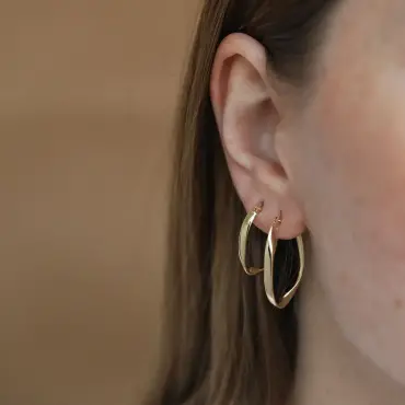 Mania Sarı Altın Halka Küpe - Nev Jewellery (1)