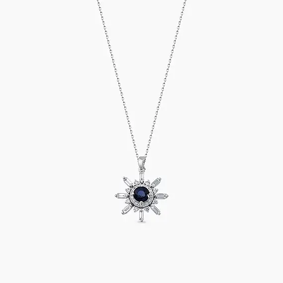 Marcel 1.36 CT Safir ve Pırlanta Taşlı Beyaz Altın Kolye - 2