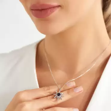 Marcel 1.36 CT Sapphire and Diamond White Gold Necklace - Nev Jewellery (1)