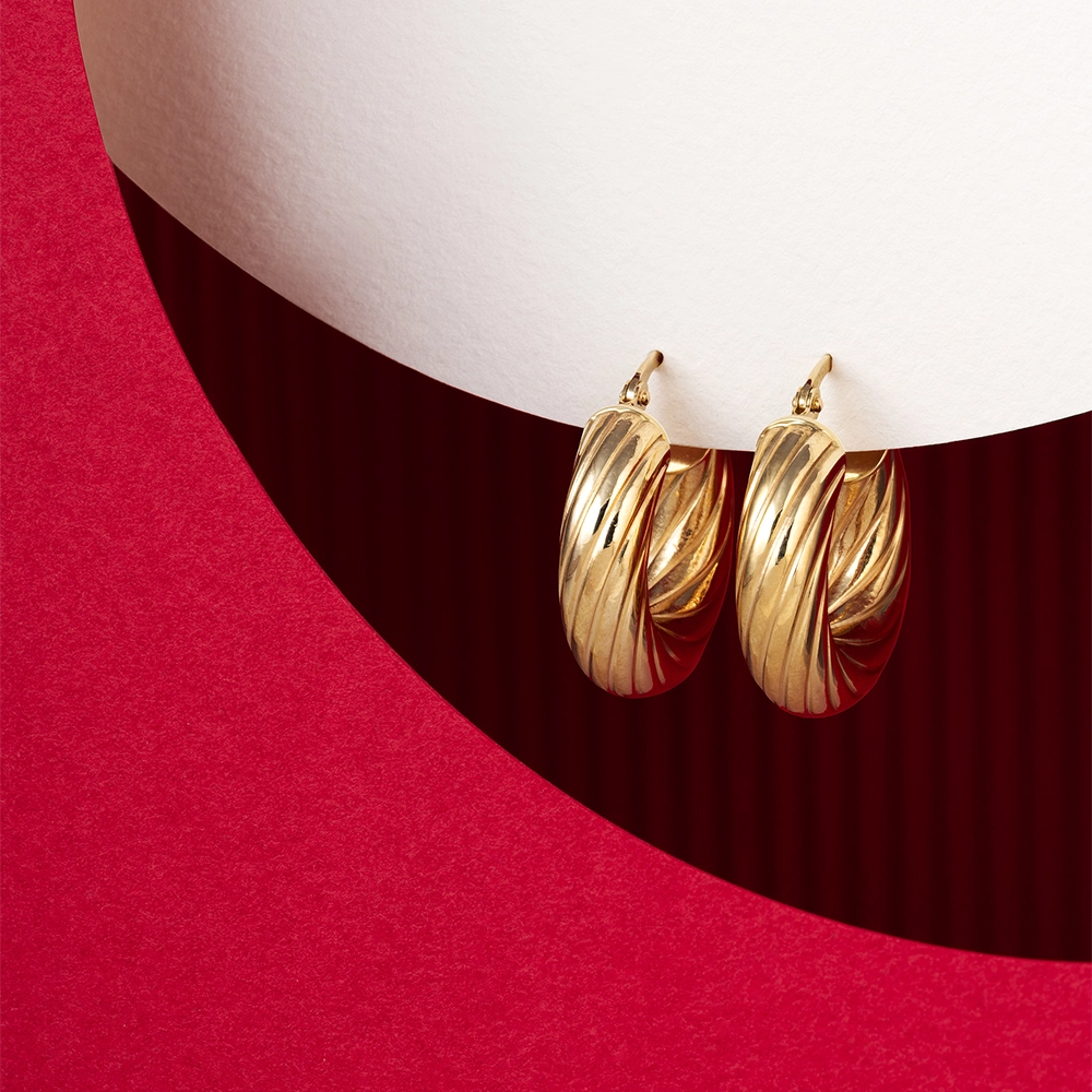 Marcia Jr. Sarı Altın Halka Küpe - Nev Jewellery (1)