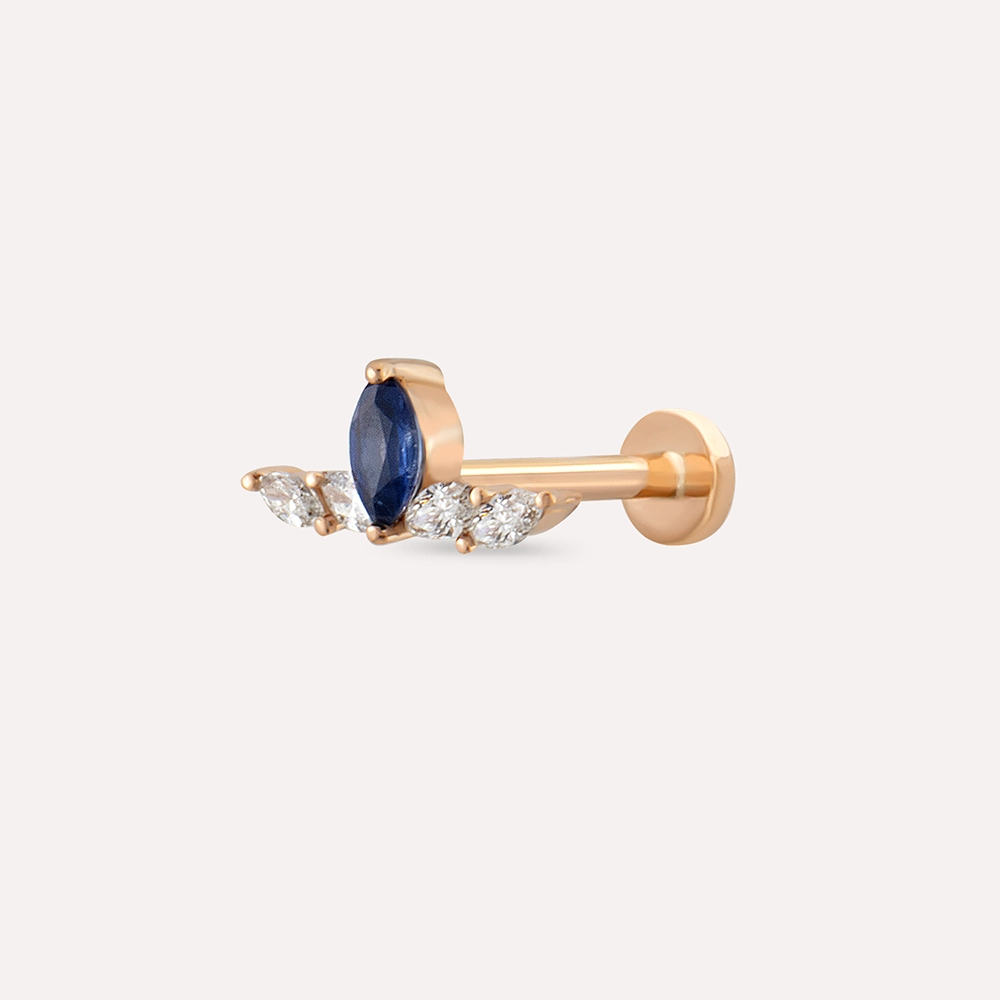 Marin Blue Sapphire and Diamond Rose Gold Piercing - 1