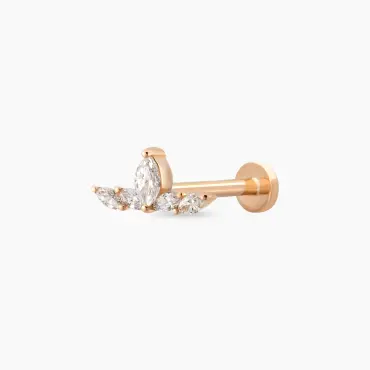 Marin Markiz Kesim Pırlanta Taşlı Rose Altın Piercing - Nev Jewellery (1)