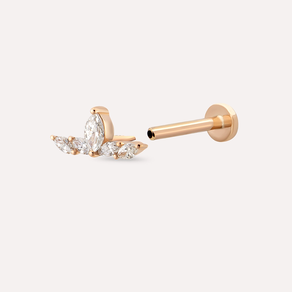 Marin Marquise Cut Diamond Rose Gold Piercing - 3