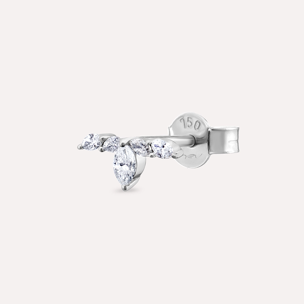 Marin Marquise Cut Diamond White Gold Single Earring - 1