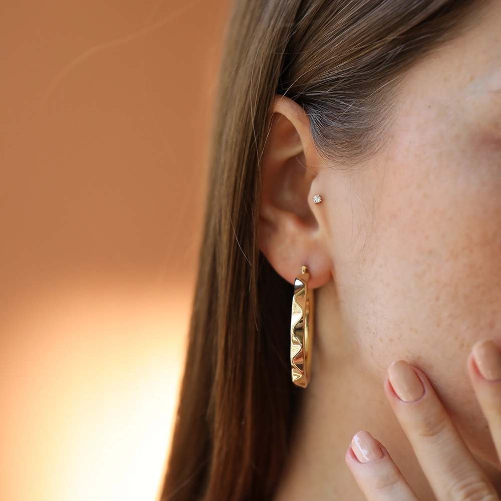 Maris Yellow Gold Italian Hoop Earring - Nev Jewellery (1)