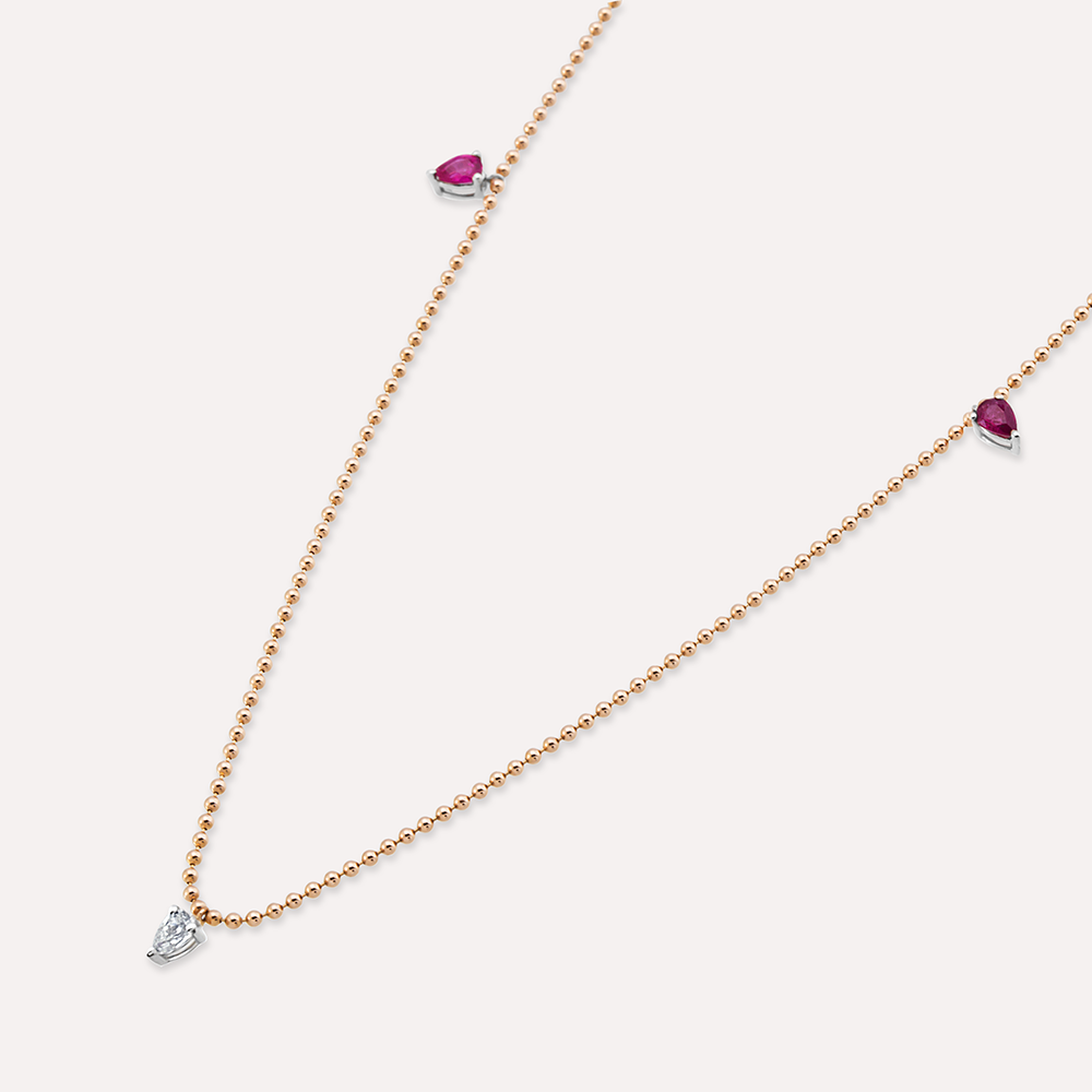 Mary 0.59 CT Ruby and Diamond Rose Gold Necklace - 3