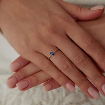 Mavi Damla Taşlı Burgu Tasarım Yüzük - NEV JEWELLERY