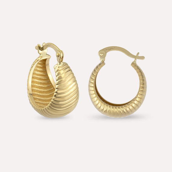 Mayla Mini Sarı Altın Halka Küpe - Nev Jewellery
