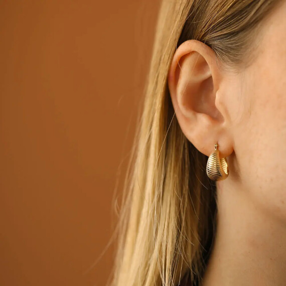 Mayla Mini Sarı Altın Halka Küpe - Nev Jewellery