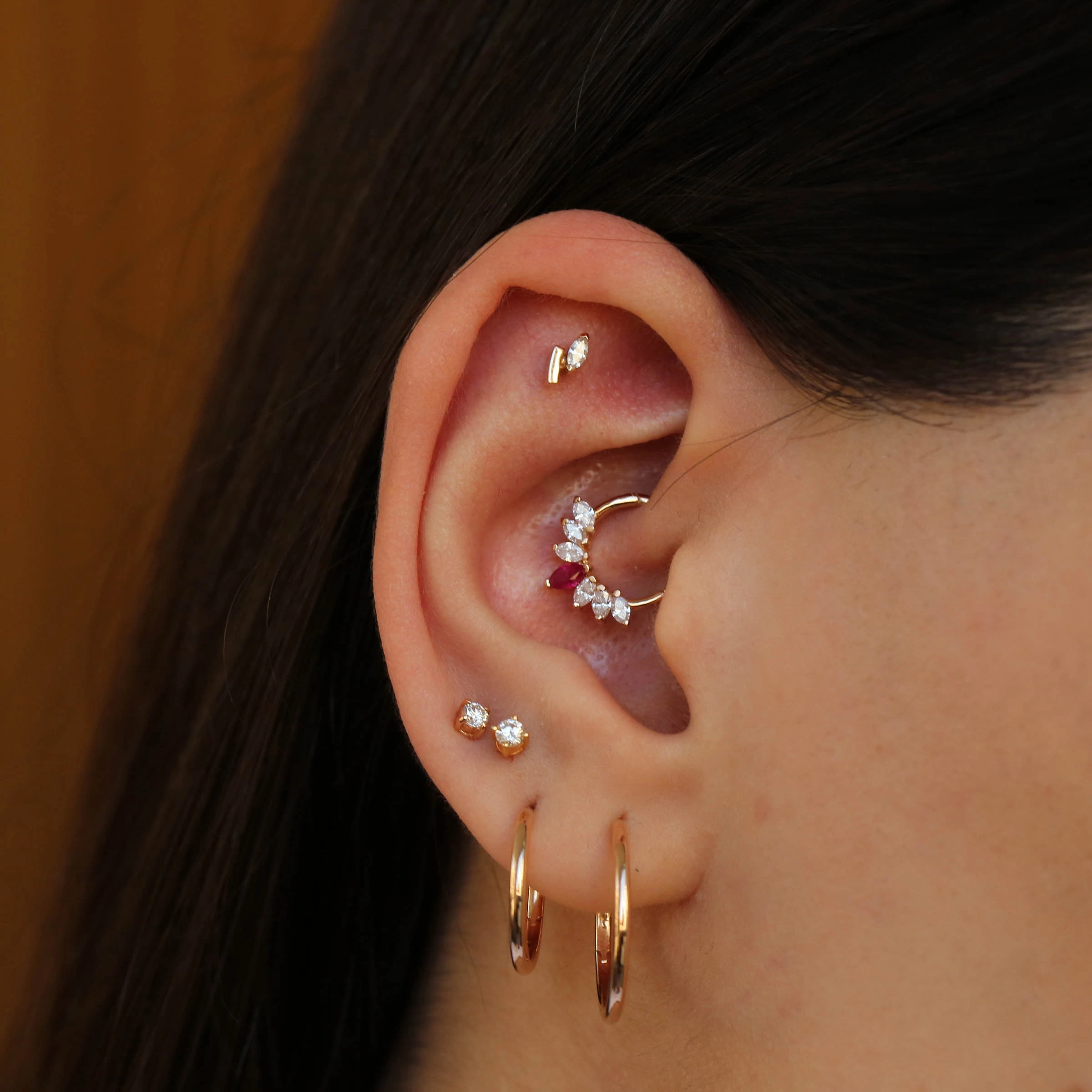 Medium Size Rose Gold Hoop Earring - 2