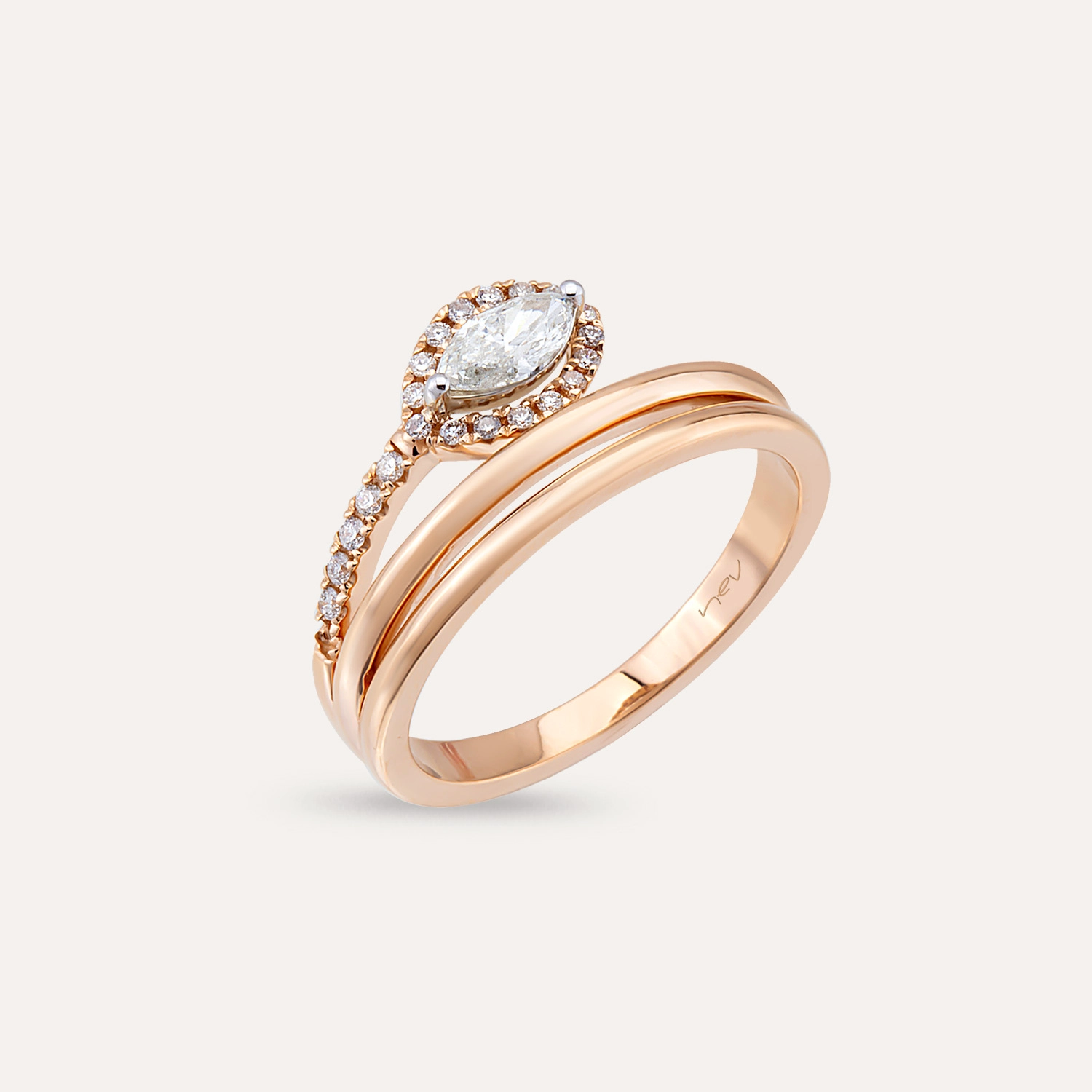 Megan 0.40 CT Marqusie Cut Diamond Rose Gold Ring - 3