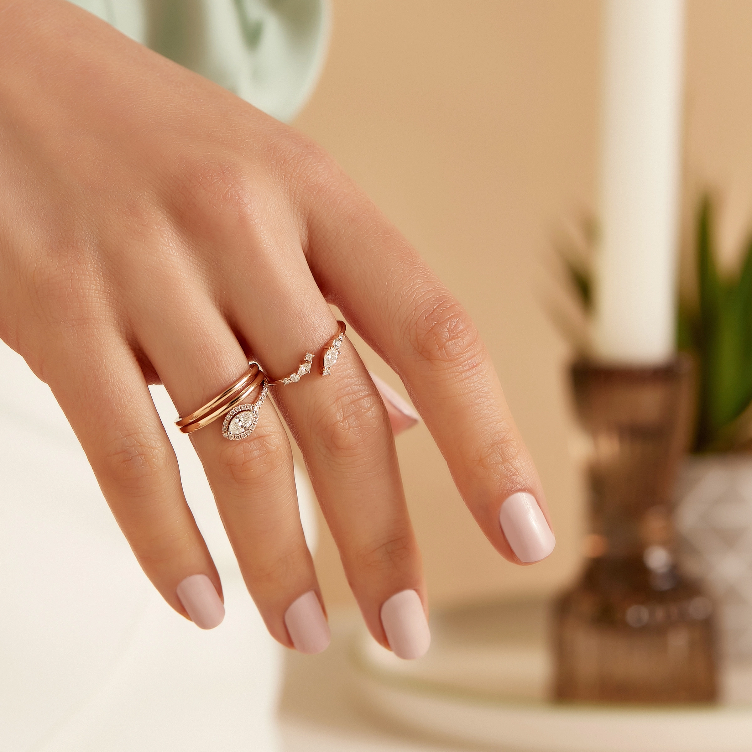 Megan 0.40 CT Marqusie Cut Diamond Rose Gold Ring - Nev Jewellery (1)