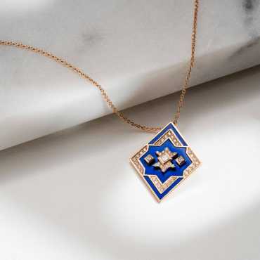 Megrez 0.32 CT Diamond and Navy Blue Enamel Pendant - Nev Jewellery (1)