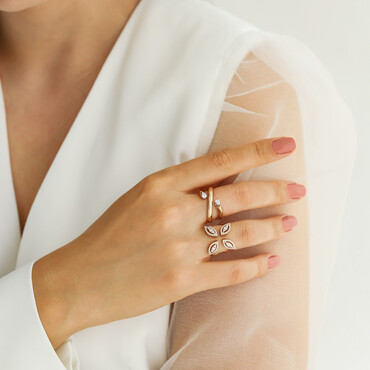 Merida 0.65 CT Pırlanta Taşlı Rose Altın Yüzük - Nev Jewellery (1)