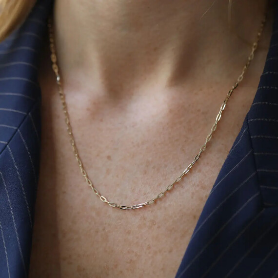 Midi Ataç Sarı Altın Zincir Kolye - Nev Jewellery