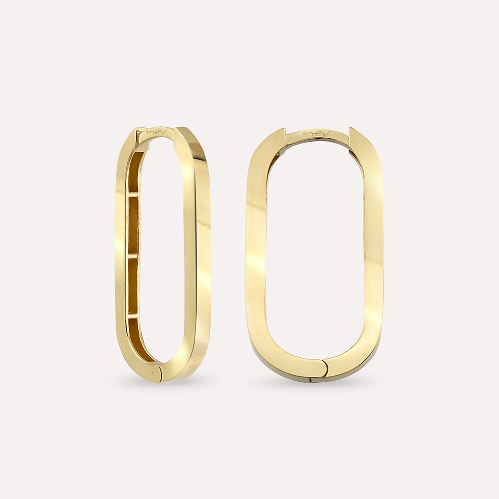 Midi Ataç Yellow Gold Hoop Earring - 1