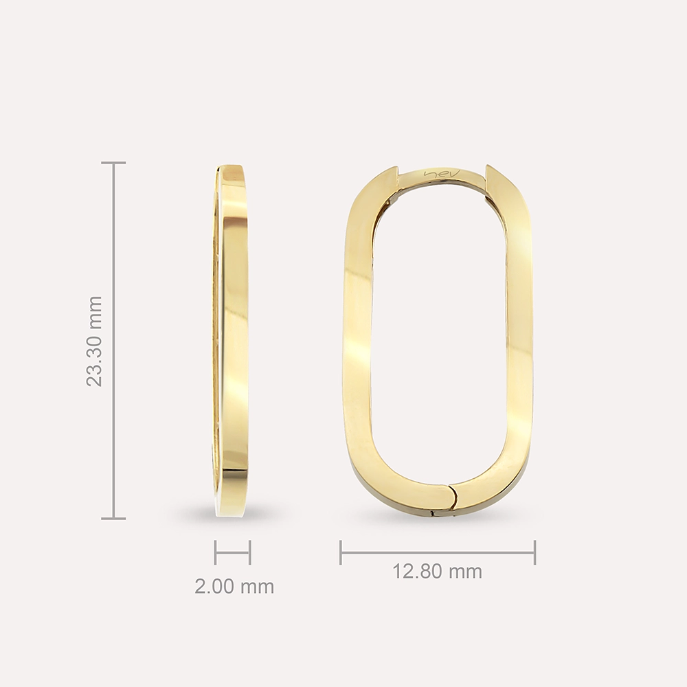Midi Ataç Yellow Gold Hoop Earring - 3