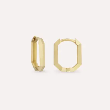 Midi Nooky Sarı Altın Halka Küpe - Nev Jewellery (1)