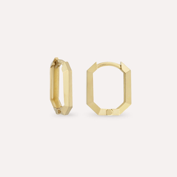 Midi Nooky Sarı Altın Halka Küpe - Nev Jewellery