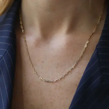 Midi Paperclip Yellow Gold Chain - Nev Jewellery (1)