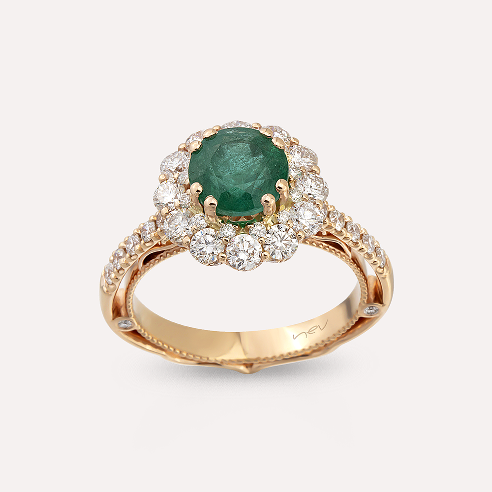 Mila 2.90 CT Emerald and Diamond Rose Gold Ring - Nev Jewellery (1)