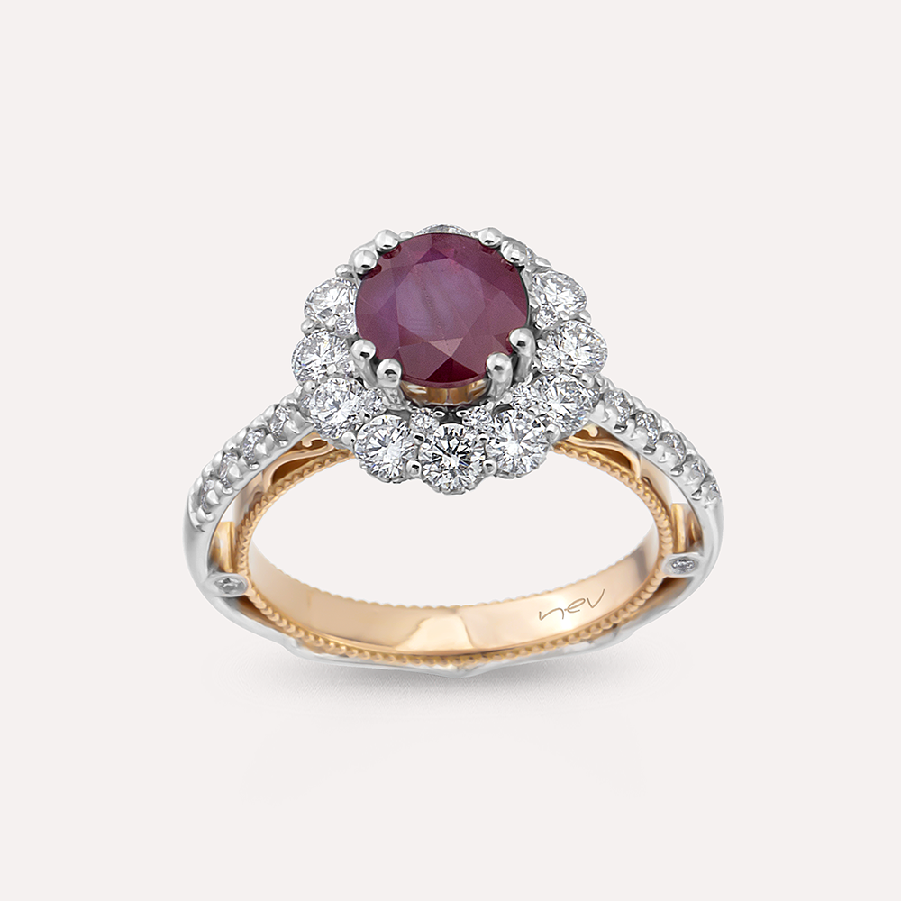 Mila 3.15 CT Ruby and Diamond Rose Gold Ring - Nev Jewellery (1)