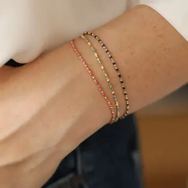 Lacivert Mineli Sarı Altın Golf Bileklik - Nev Jewellery (1)