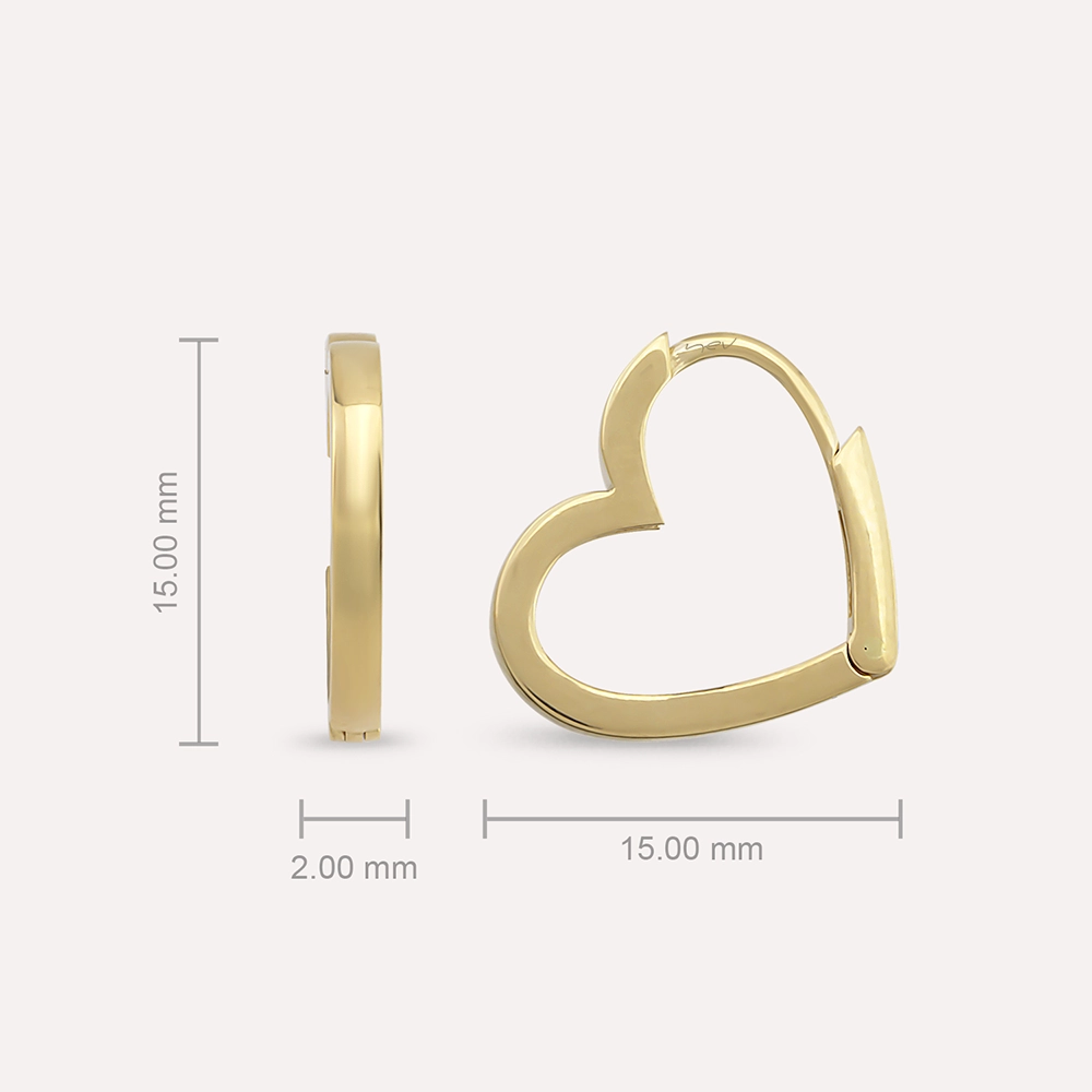 Mini Heart Yellow Gold Earring - 3