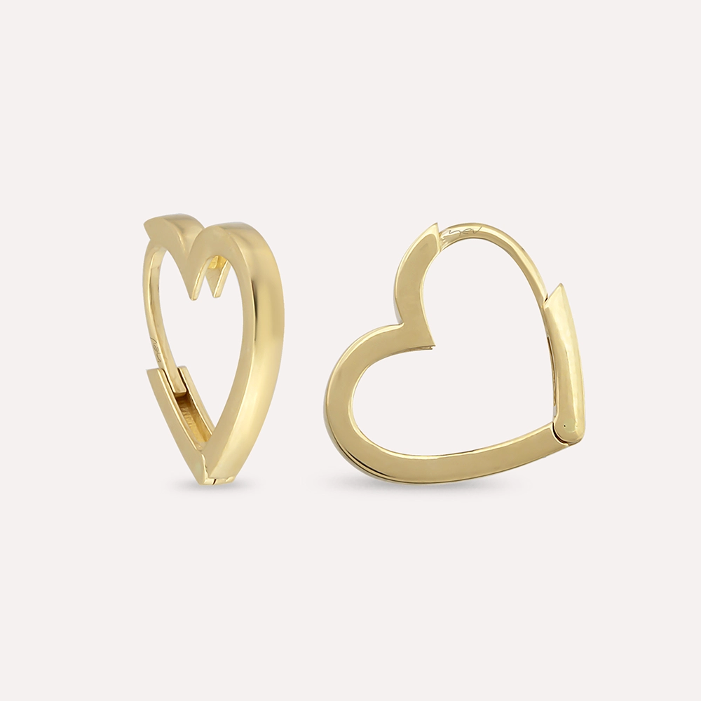 Mini Heart Yellow Gold Earring - 1