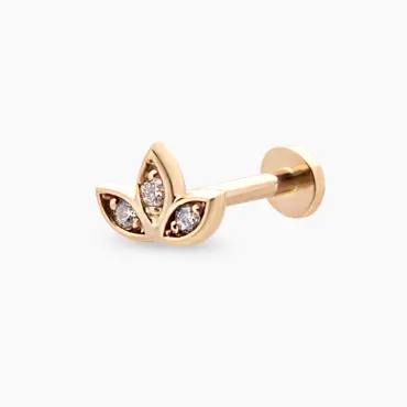 Mini Lotus Pırlanta Taşlı Rose Altın Piercing - Nev Jewellery (1)