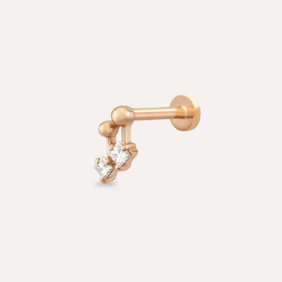 Mini Nota Princess Cut Diamond Rose Gold Piercing - 1