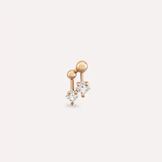 Mini Nota Princess Cut Diamond Rose Gold Piercing - 4