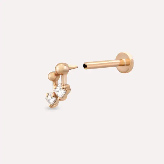 Mini Nota Princess Cut Diamond Rose Gold Piercing - 5