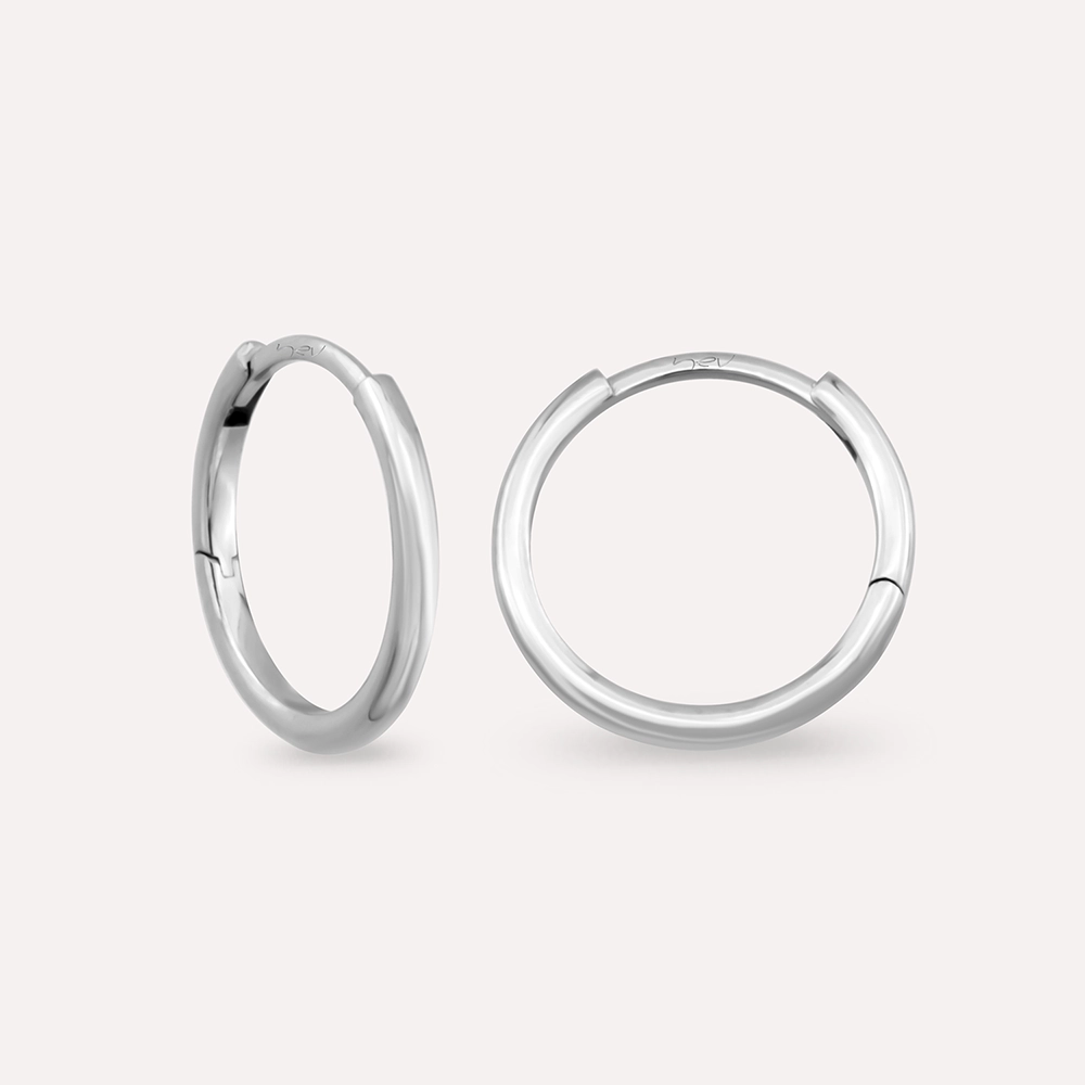 Mini White Gold Hoop Earring - 1