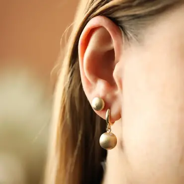 Mini Yellow Gold Textured Ball Earrings - Nev Jewellery (1)