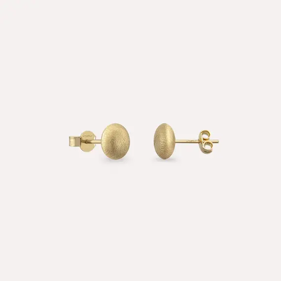 Mini Yellow Gold Textured Ball Earrings - 1