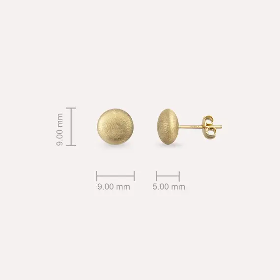 Mini Yellow Gold Textured Ball Earrings - 3