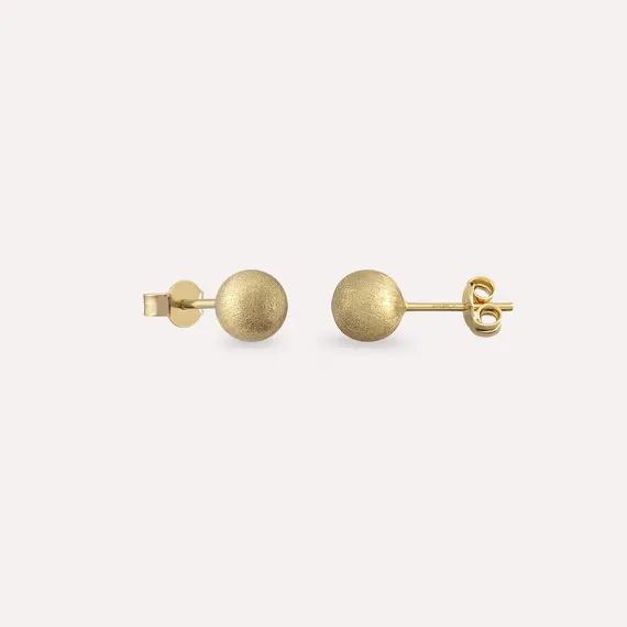 Mini Yellow Gold Textured Earrings - 1