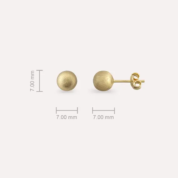 Mini Yellow Gold Textured Earrings - 3