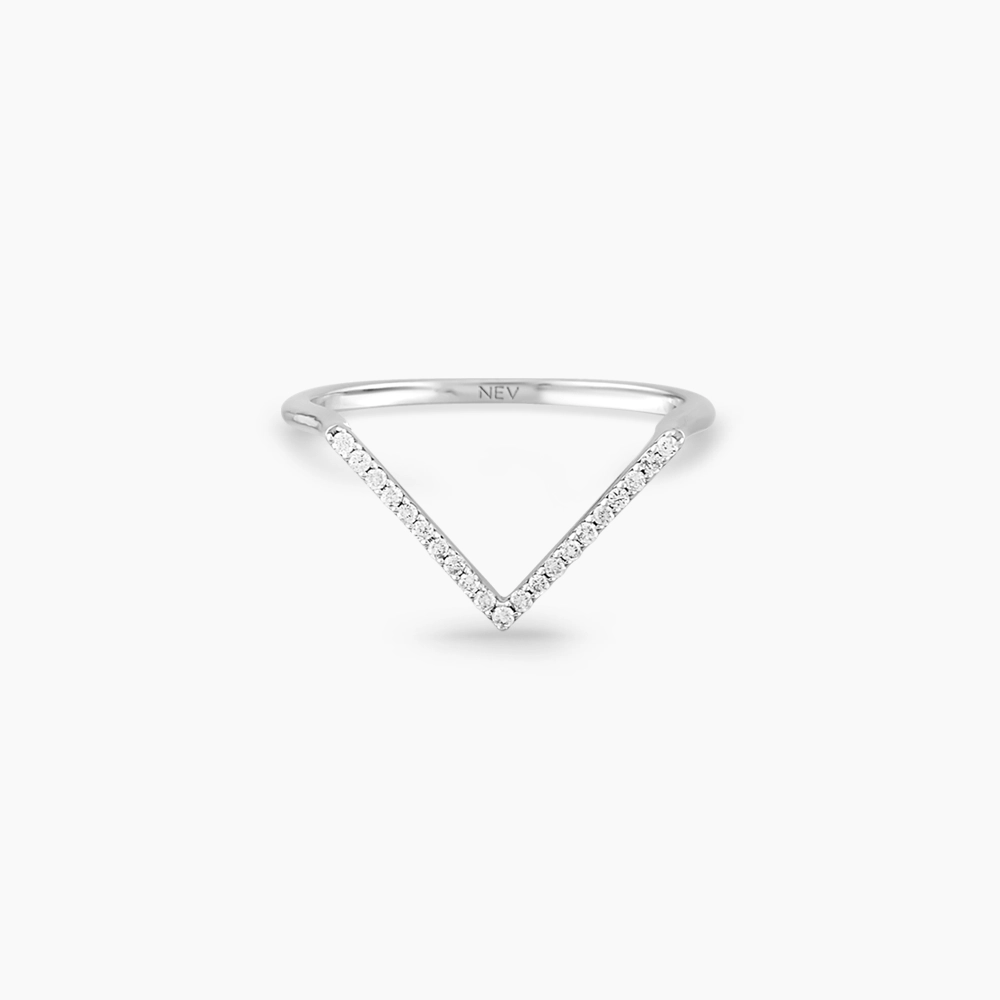 Minimal Diamond Chevron Ring - 2