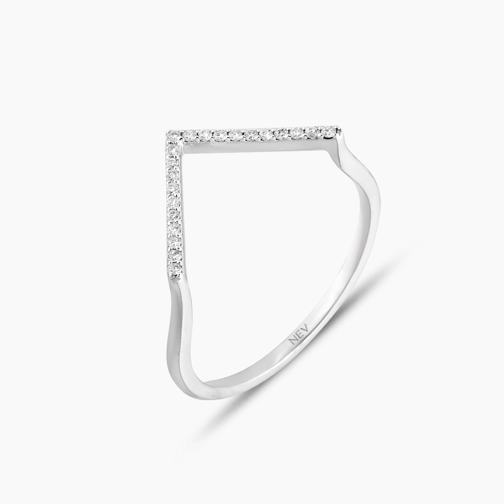 Minimal Diamond Chevron Ring - 3