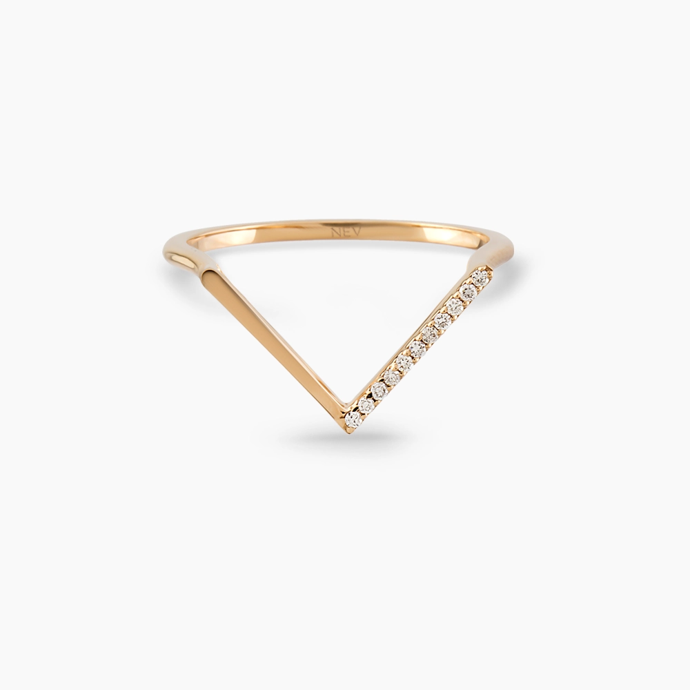 Minimal Diamond Chevron Ring - 2