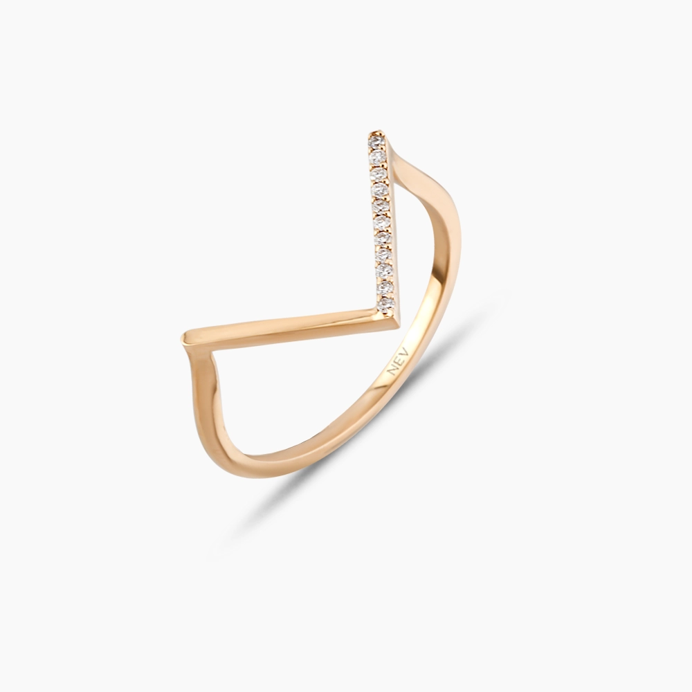 Minimal Diamond Chevron Ring - 3