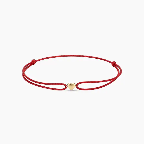 Minimal Kalp Sarı Altın İpli Bileklik - 1