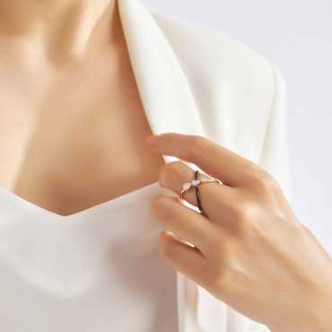 Mira 0.57 CT Diamond and Black Enamel Ring - Nev Jewellery (1)