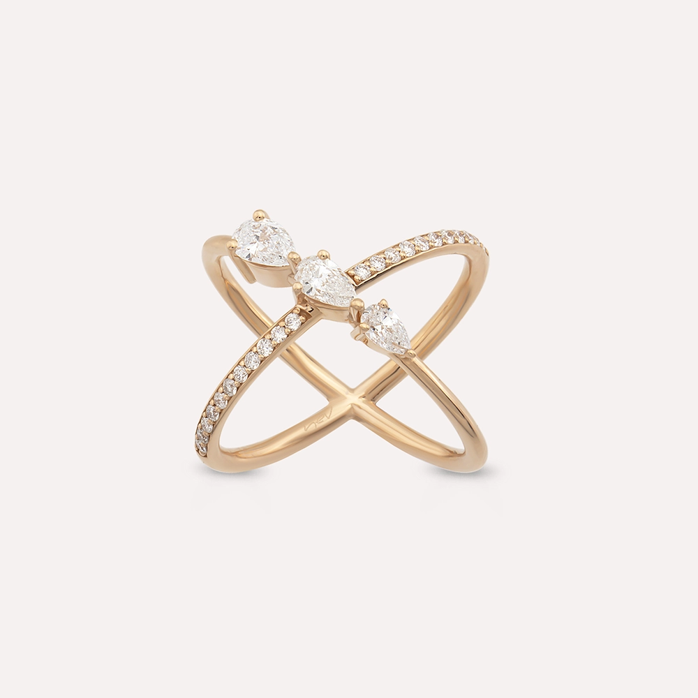 Mira Pear Cut Diamond Rose Gold Ring - Nev Jewellery (1)