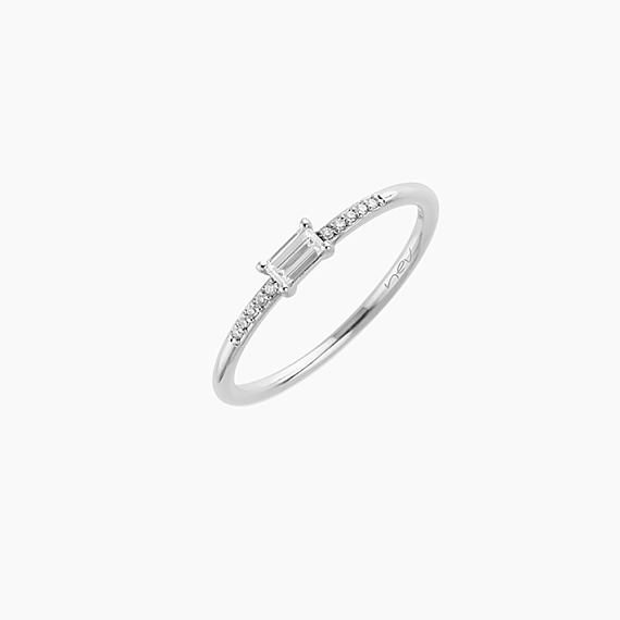 Mirel 0.19 CT Baget Pırlanta Taşlı Beyaz Altın Yüzük - 5